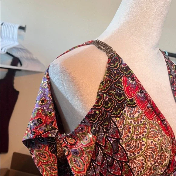 Boston Proper Black Multicolor Paisley Blouse - Picture 4 of 8